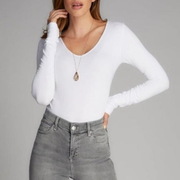 C'est Moi Bamboo Long Sleeve V Neck Bodysuit - Picture 1 of 3